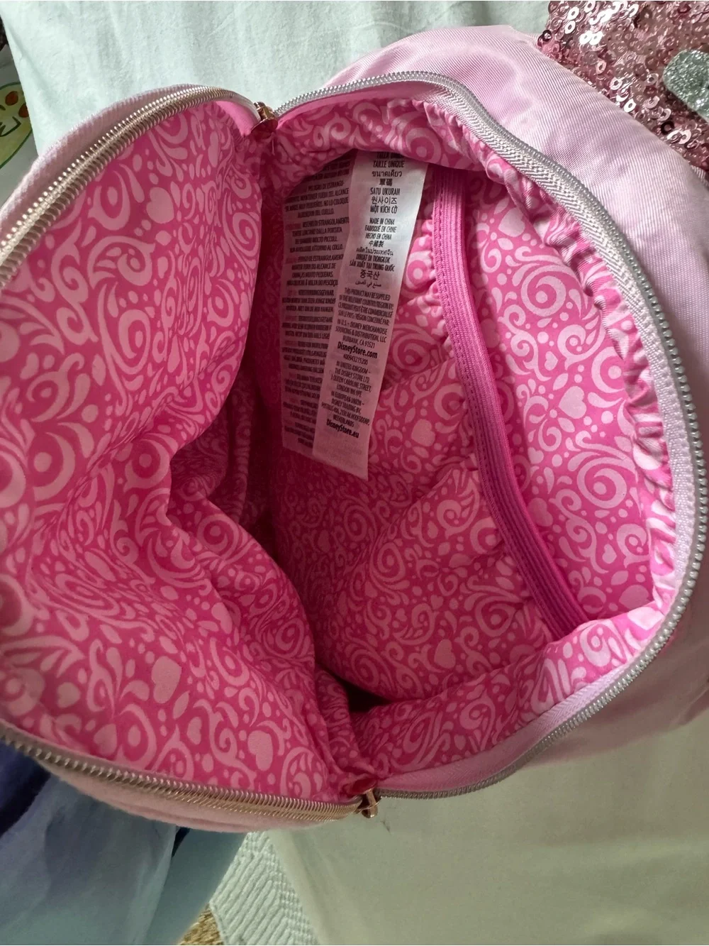 Disney Minnie Pink Sequined Minnie-Ears Kids Backpack with Tiara Accent